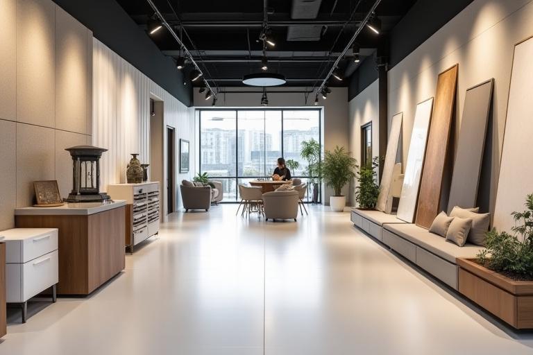 Interno dello showroom di Arco Edile con esposizione di materiali